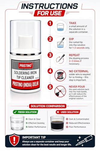 Image of PRISTINO Tip Cleaner For Electronics Soldering, Iron Tip Cleaner Gel and Re-Tinning Solution, Removes Oxidation, 50g