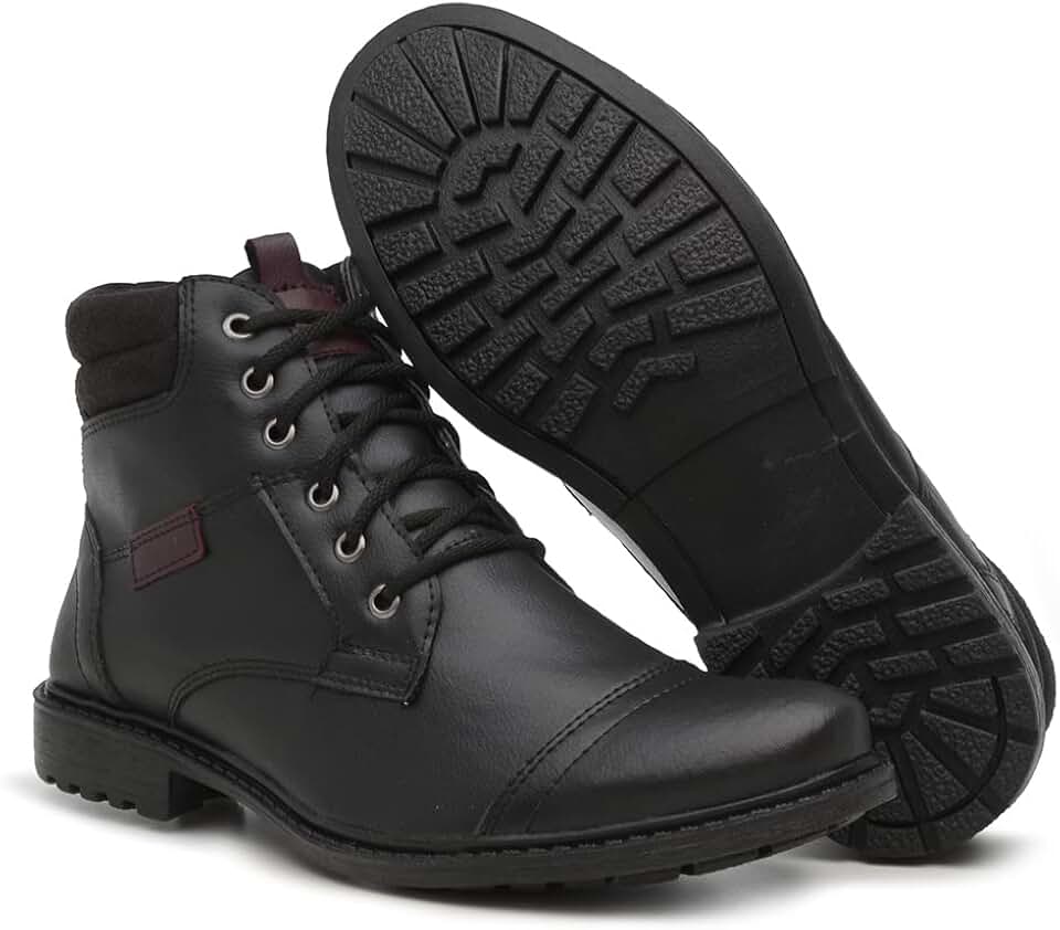 COTURNO MASCULINO PRETO BOTA CANO CURTO MODERNO ELEGANTE E CONFORTÁVEL