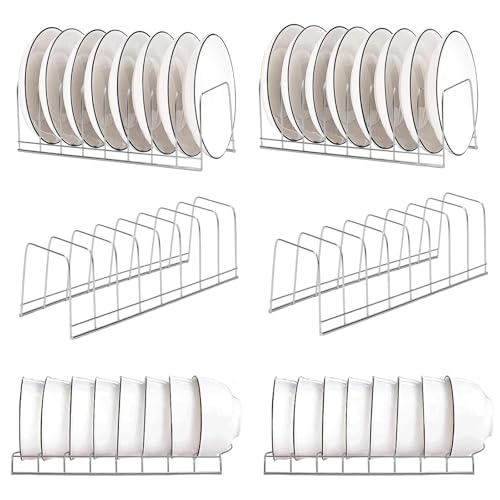IBEQUEM Stainless Steel Plate Organizer Rack for Cabinet for Kitchen, 6Pcs