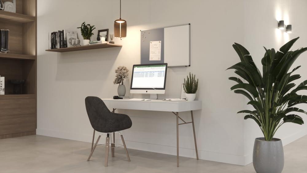 Legamaster UNITE Tabla combinada – 60 x 90 cm – Gris – Combinación de corcho pizarra blanca magnética y se puede escribir – Pizarra de corcho para fijar imágenes y planos de corcho 100% natural