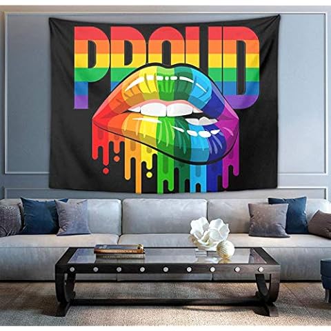 COWDIY Wall Decoration Tapestry, LGBT Pride Lips Black Hippie Art Tapestry, Mysterious Tapestry Wall Hanging Tapestry for Bedroom Dorm Accessories Mandala Yoga Picnic Mat Ethnic Tapestry Cover