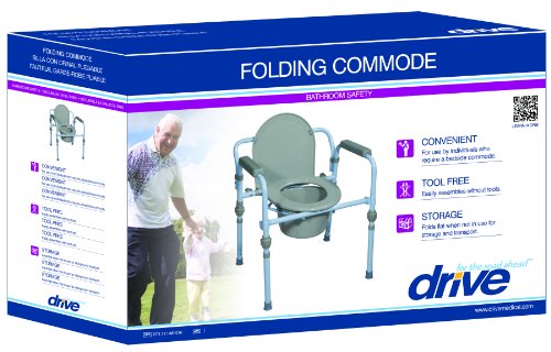 Drive Medical Deluxe Folding Commode with Commode Bucket and Splash Guard