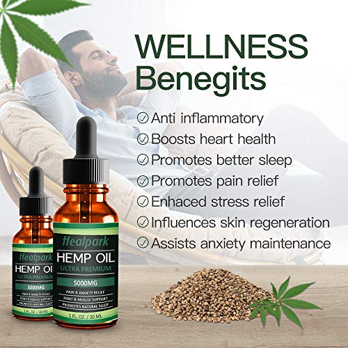 (2 Pack) Hemp Oil 5000mg for Pain Relief Anxiety - 100% Natural Organic Hemp Seed Extract, Rich Omega 3,6,9- Zero THC CBD Cannabidiol - Pure Hemp Oil Drops - Thumbnail 2