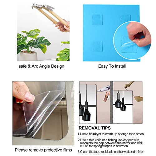 Slcaracc Full Length Wall Mirror Tiles, 8"X 8" X 4 Pcs Acrylic Mirror Wall-Mounted, Non Glass Safety Mirror Great For Baby Kids Playroom, Used As Dorm Mirror Door Mirror Gym Mirror… #TOP4