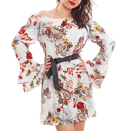 Toocool-Vestido-de-mujer-floral-Minivestido-elegante-con-cinturon-Gitana-nuevo-AS-1800-Color-blanco-Talla-unica Toocool-Vestido-de-mujer-floral-Minivestido-elegante-con-cinturon-Gitana-nuevo-AS-1800-Color-blanco-Talla-unica