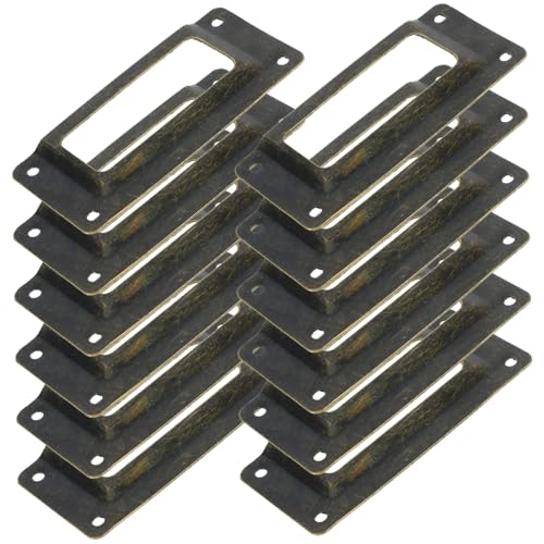 HOMOBABE 12個 ヴィンテージメタルラベルフレーム 引き出し用キャビネットカードホルダー 耐久性と滑らかな仕上げの鉄製ラベル枠 オフィスや