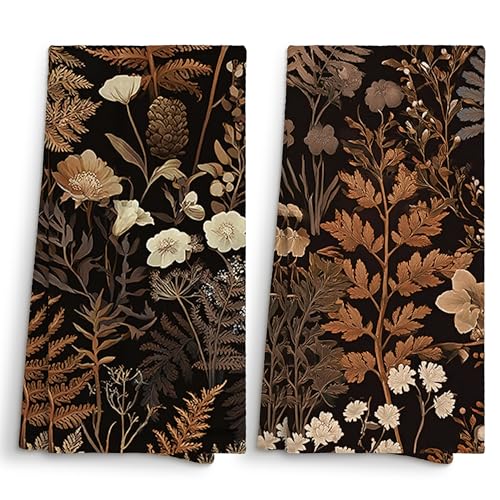 Sviojuce Vintage Dark Moody Botanical Kitchen Bathroom Towels Decor 16x24