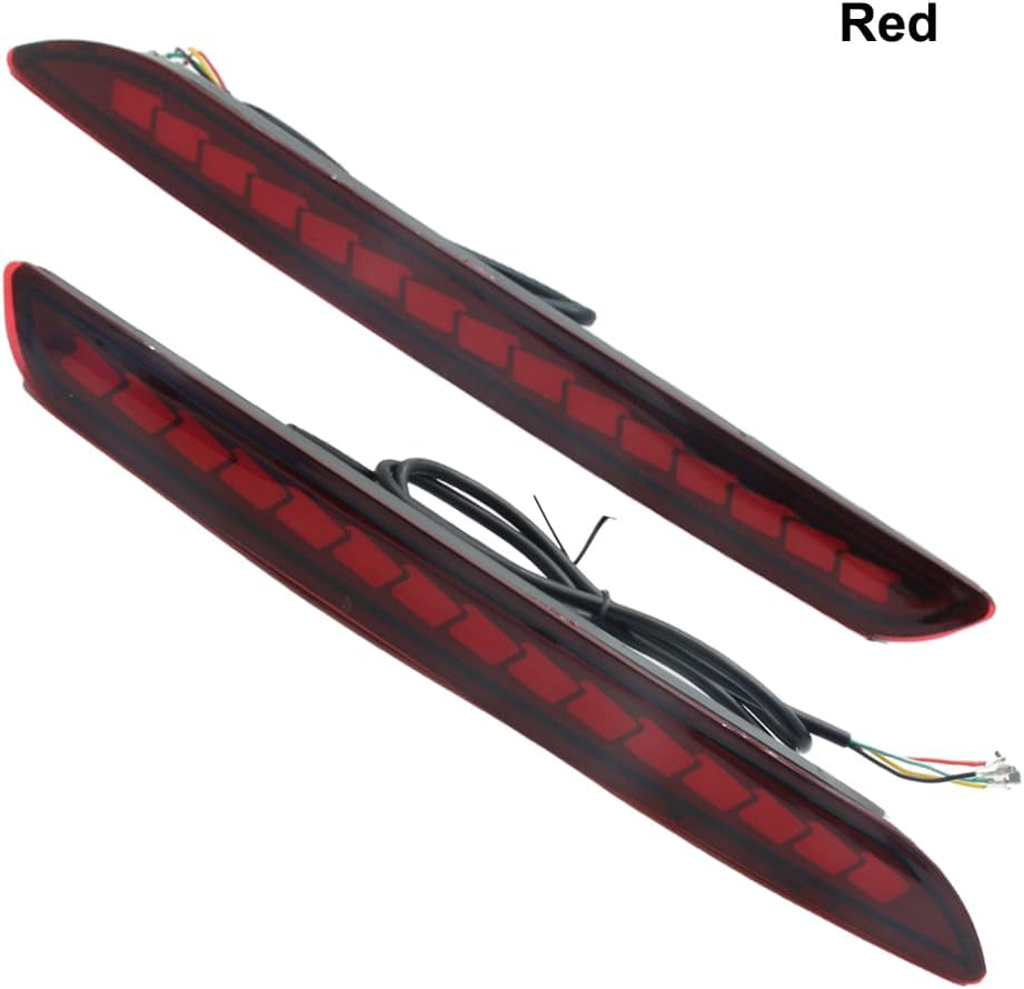 LED Rear Bumper Reflector Fog Brake Tail Light Red Lens, 2023-2024 Compatible with Honda Accord, Rear Bumper Brake Lamp with Dynamic Sequential Turn Signal + Driving
