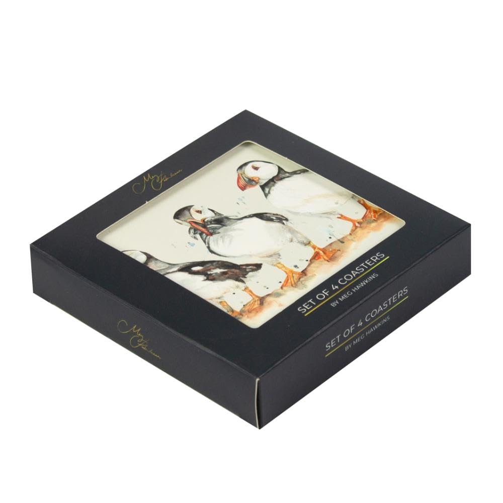 Nauticalia Nicht Zutreffend Meg Hawkins Puffin Trio Coasters, Set Of 4,