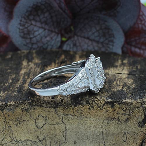 SAVEARTH DIAMONDS 1 1/3 Cttw Round Cut Lab Created Moissanite Diamond Halo Cluster Engagement Ring In 14k Gold Over Sterling Silver (VVS1 Clarity, 1.33 Cttw)3