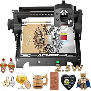 ACMER S1 Mini lasergraveermachine, 2500 mW hoge precisie, 130 x 130 mm werkgebied Lasergraveermachine voor doe-het-zelf hout en metaal, acryl, leer, doe-het-zelf lasergraveerder