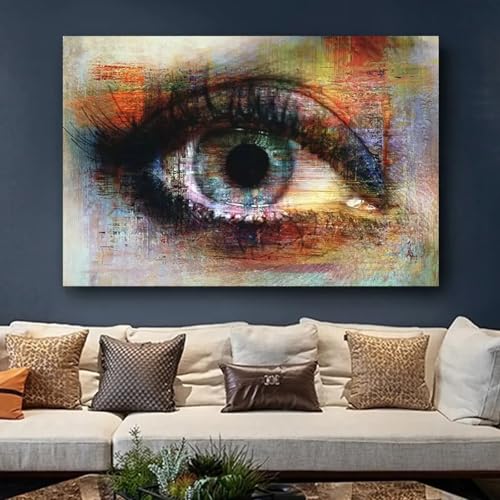 Toile d'art moderne abstraite œil grand format multicolore impression haute définition 60x90 - 3