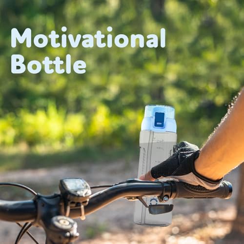 Image of KOLORR Glide+ 750 ml Unbreakable Water Bottle Time Mark Sipper With Straw-Light blue & Blue|Ideal for School, Gym, Office, Travel|Leak Proof,Easy Carry Grip, One-Click Lock