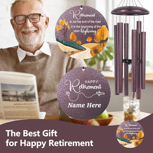 Image of ASTARIN Best Retirement Gift for Women /Men, Personalized Retirement Wind Chimes, Best Wishes for Retire Friends, Happy Retirement Gifts for Teacher Nurse, Inside Garden Decorations