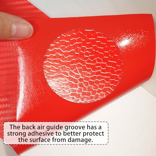 Image of QianBao Compatible with Carbon Fiber Vinyl Wrap 11.8 inch x 4 inch Chevy Bowtie Emblem Wrap Kit with Spatula and Cutter 6 Pcs Universal Logo Overlay Red