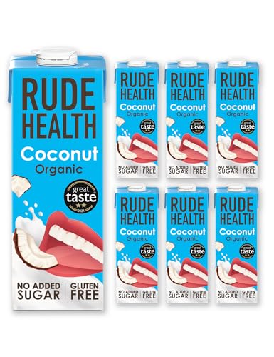 Rude Health 6 x 1 Litre Organic Coconut Dairy-Alt Milk 100% Natural Organic Drink Lactose Free Dairy Free & Gluten-Free No Added Sugar Award-Winning Healthy & Vegan 100% Recyclable Packaging