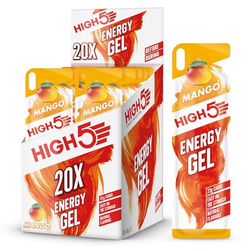 HIGH5 Gel energético de liberación rápida Energy On The Go de jugo de fruta natural (mango, 20 x 40 g)