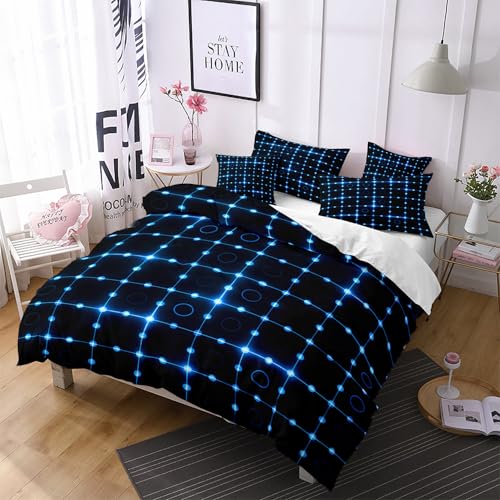 Housse de couette 240x220 géométrique moderne et cercles bleus - 3