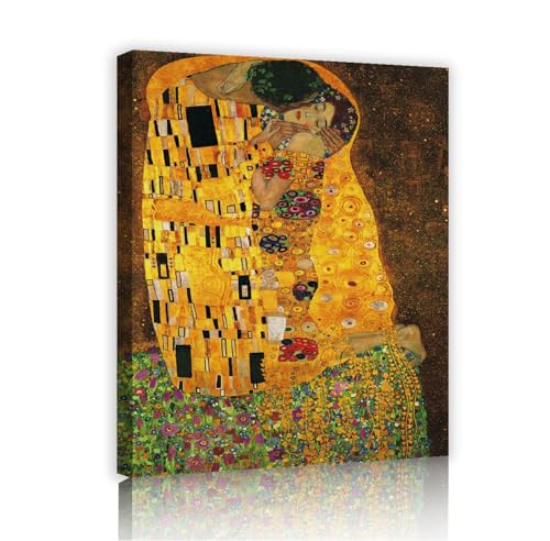 Toile Le Baiser de Klimt 50x70cm avec cadre intérieur pour décoration murale de salon