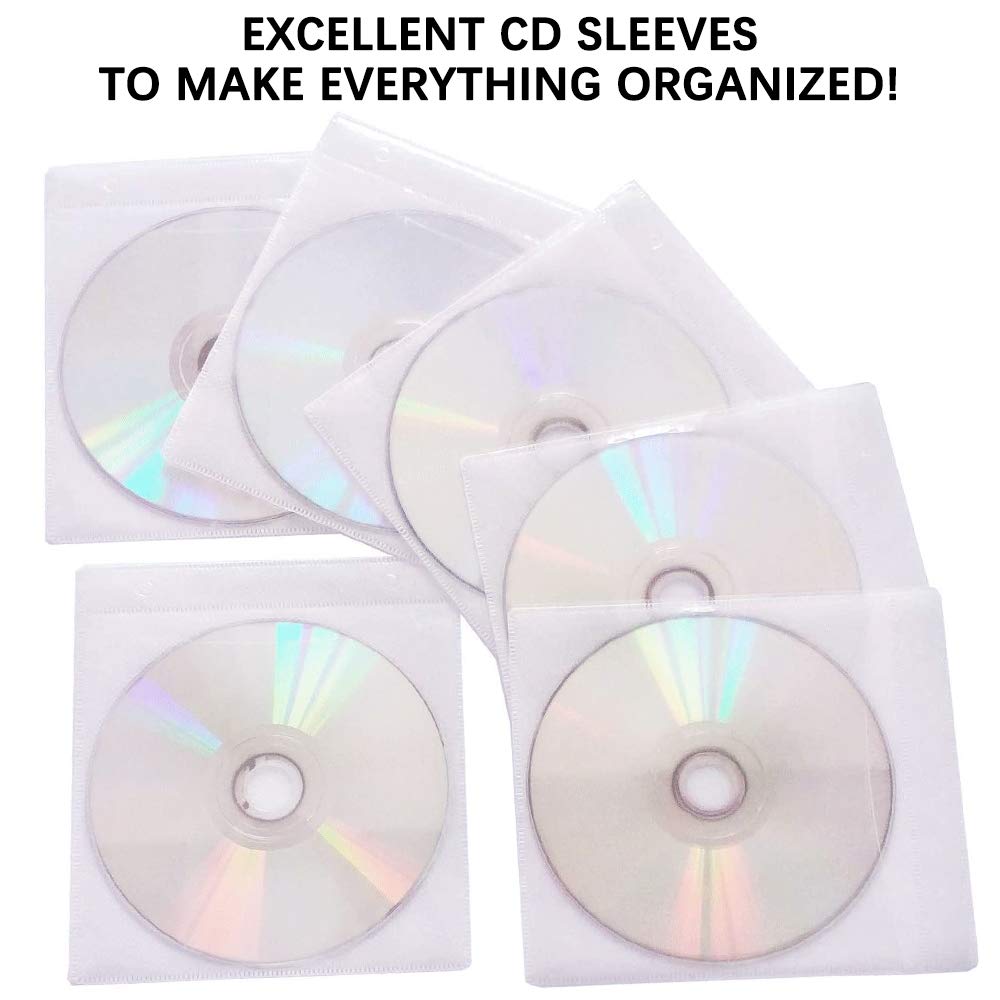 600 fundas de plástico de repuesto de doble cara para CD y DVD, color blanco