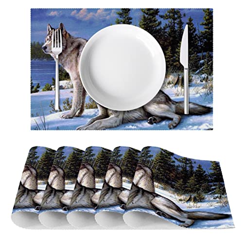 Sets de table anti-tache loup lot de 4 pour table protégée