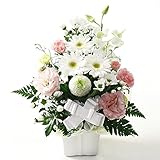 お供えアレンジ（お任せスタンダード）Condolence【花 ギフト 宅配 弔事 御供 法要 命日 四十九日 弔花】 (白＆ピンク系+クール便)