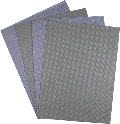 Image of KCS 4 pc of 12 inch x 18 inch(30cmx45cm) 14CT Counted Cotton Aida Cloth Cross Stitch Fabric (Light Steel Grey+Medium Grey)