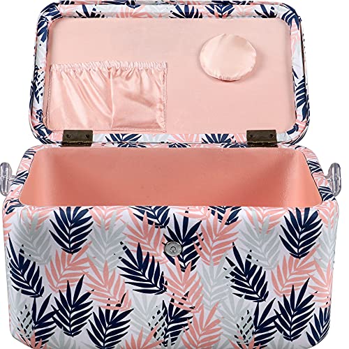 Singer Large Premium Sewing Basket With Notions Sewing Kit & Matching Pin Cushion (Leaf Print) #TOP5