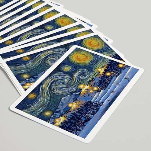 Baraja Starry Night para adultos, 52 cartas tamaño póker miniatura 5