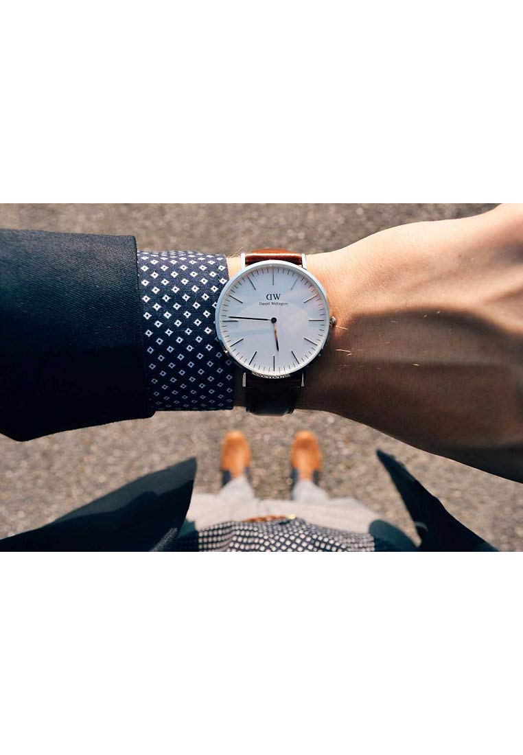 Daniel Wellington Herren-Quarzuhr mit schwarzem Zifferblatt, Analog-Anzeige, Quarz, Einheitsgröße, Weiß
