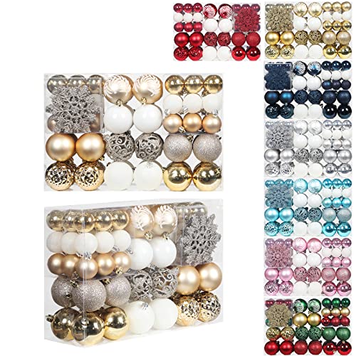 SY CRAFT 86 Pieces of Assorted Shatterproof Christmas Ball Snowflake...