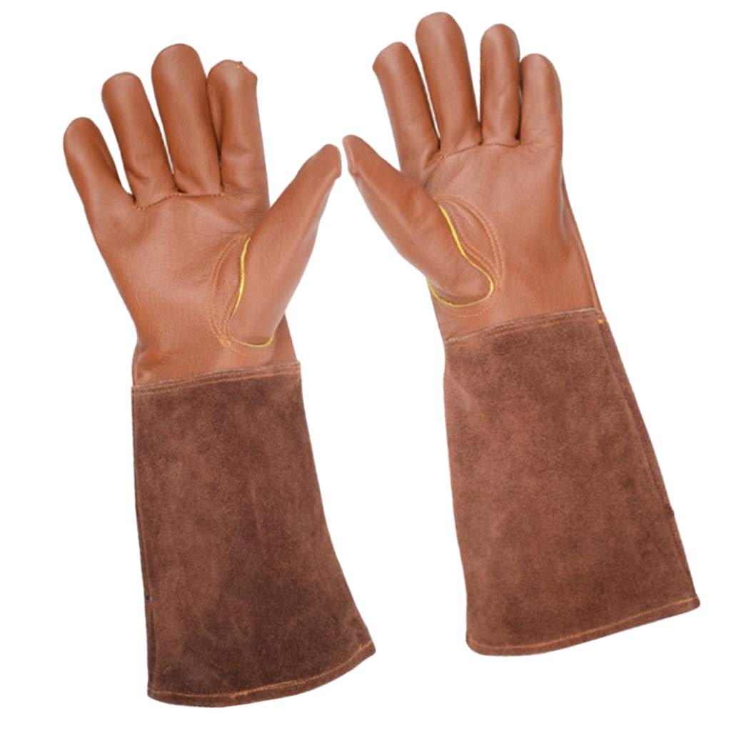 Guantes de Trabajo, un par de Cuero Trabajo Estirable muñeca Dura Masa de Vaca funcionando - marrón, m (Color : Brown, Size : S)