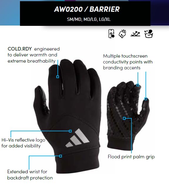 Amazon.com : Adidas Barrier Running Gloves, Black, Large/XLarge