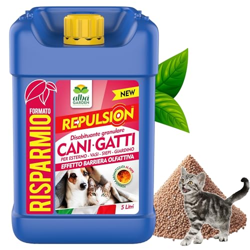 Albagarden - Disabituante Gatti E Per Cani - Repellente E Barriera Olfattiva Naturale Contro Le Cattive Abitudini Pipì - Scaccia Animali Domestici Senza Veleno Ed Ultrasuoni - Granulare x 5 Lt