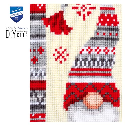 Image of Vervaco Cross Stitch Cushion Kit Christmas Elf 2 16 inch x 16 inch