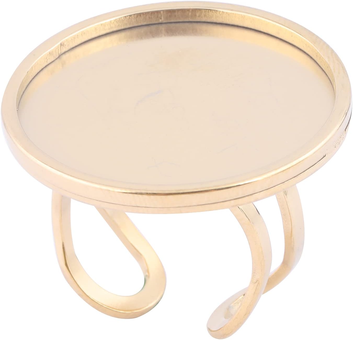Reidgaller 5pcs Stainless Steel Gold Plated Cabochon Ring Base Setting Blanks DIY Bezels for Rings Jewelry Making Supplies