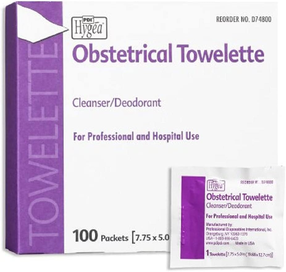 Healthcare D74800 Hygea Obstetrical Towelette, 5" Width, 7.75" Length (Pack of 100)