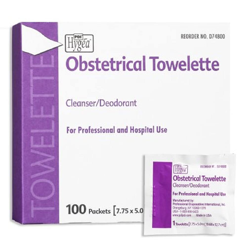 Healthcare D74800 Hygea Obstetrical Towelette, 5" Width, 7.75" Length (Pack of 100)