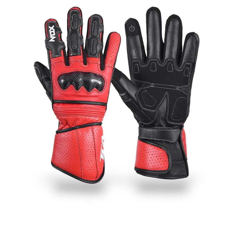 TLA NOX Leren motorhandschoenen, knokkelbescherming, CE-gecertificeerd, korte manchet, 2XS-5XL heren dames. Scooter Handschoenen, zomer