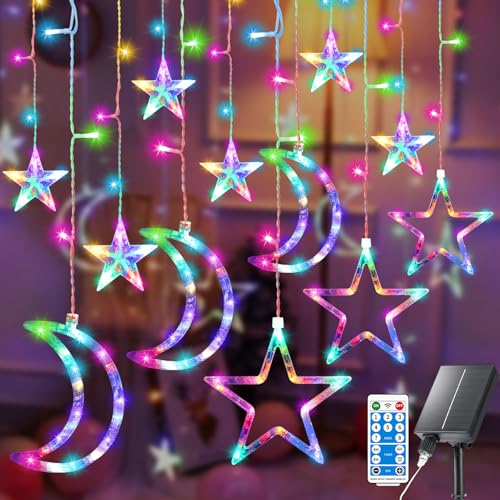 Solar Lights Outdoor Moons Stars String Lights Pool Lights 138LED