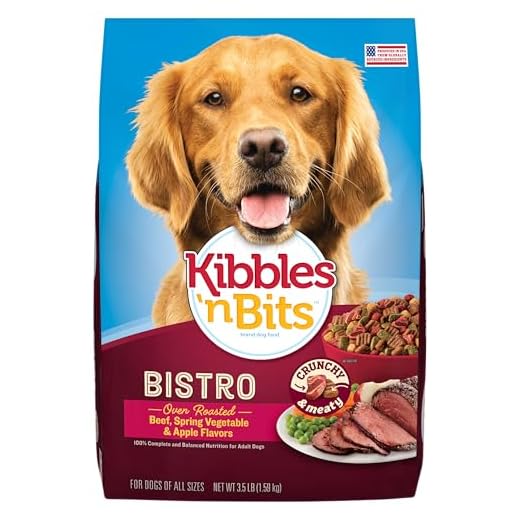 Kibbles 'n Bits Bistro Dry Dog Food, Oven Roasted Beef, Spring Vegetable & Apple Flavors for Adult Dogs, 3.5 lb. Bag, 4 Count