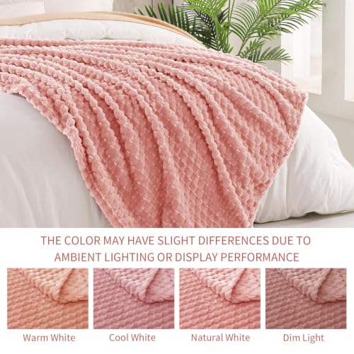 Image of Exclusivo Mezcla 3D Fleece Twin Size Blanket for Bed, Dusty Pink | Extra Soft Fuzzy Plush Lightweight Bed Blankets, Cozy Fluffy Decorative Blankets for All Seasons, 60x80 Inches