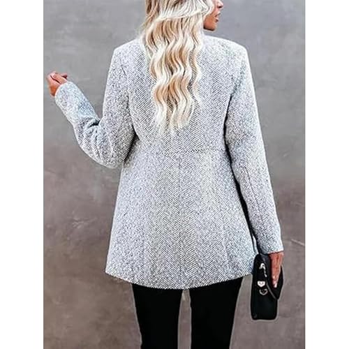 Women's Solid Color Pocket Long Sleeve Open Front Coat, Business Casual Work Twill Blazer Jacket for Women4