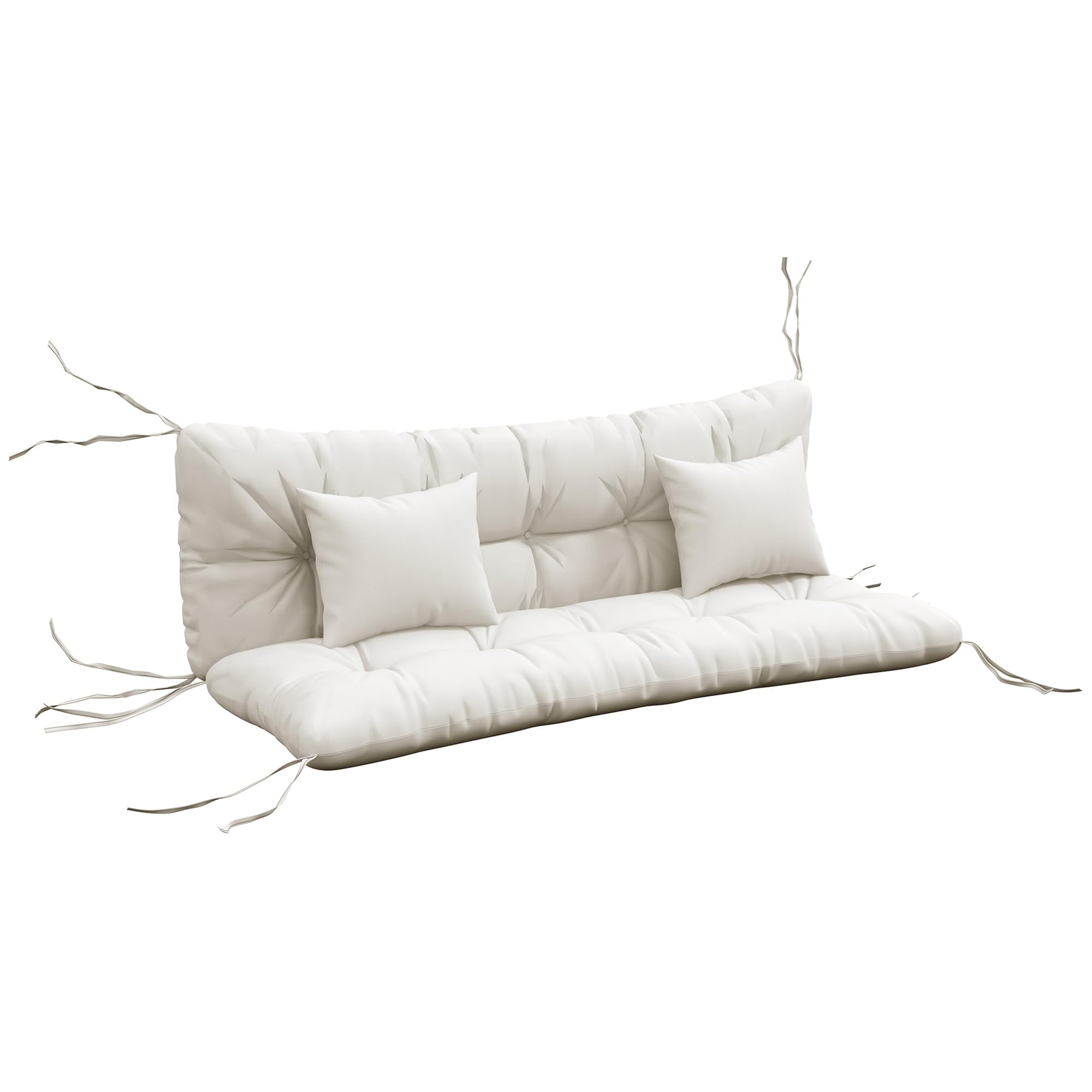 Outsunny White Outdoor Back And Seat Cushion With Pillows, No Swing,