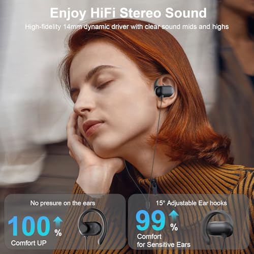 Image of Open Ear Headphones Wired 3.5mm Earphones for Chormebook Laptop PC,Over Earbuds Wired with Ear Hook& Microphone 3.5mm Plug Ear Buds for Samsung A25 A15 A14 /Kindle Fire Zoom Office Running Sports Kids