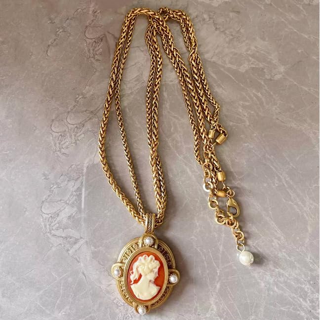 Victorian Cameo Silhouette Necklace for Women, Vintage Cameos Jewelry Antique Art Deco Pendant Necklaces Earrings2