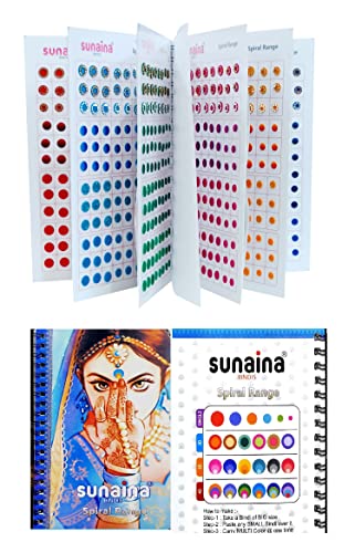 Image of Sunaina Spiral Multicolour Plain Glitter Sparkle Shaded Crystal Diamond Stone Bindi Booklet Sticker for Bridal Women (948 Bindi Book Fancy)