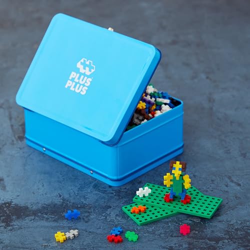 Plus-Plus- Set di mattoncini da Costruzione, in Pratica Scatola di Metallo con Manico, 600 Pezzi, Multicolore, 7002 - Lego - Immagine 5