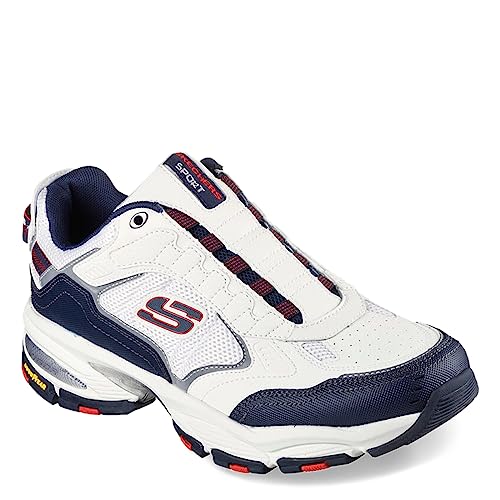 Skechers Men's, Vigor 3.0 Slip-On Sneaker - Wide Width White Navy, 9 Wide