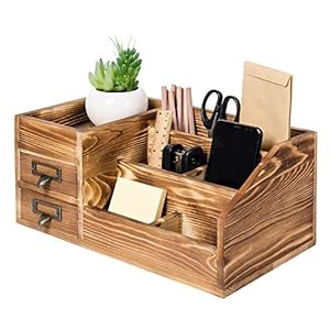 ExoLiry Rustikaler Holz Schreibtisch-Organizer HOM0022